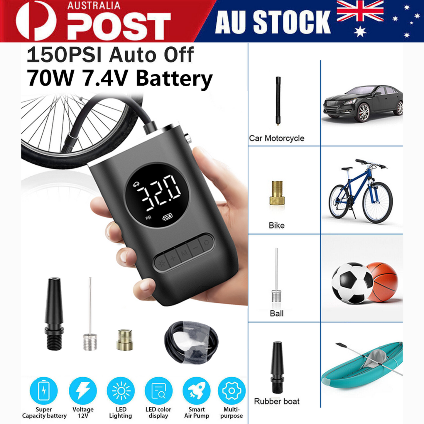 Cordless Electric Tyre Inflator – USB Rechargeable Portable Air Pump for Car & Bike