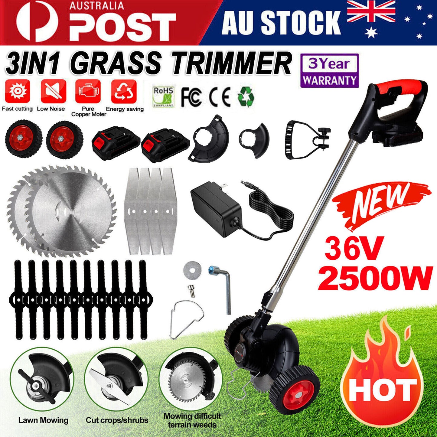 Cordless Electric Grass Trimmer & Brush Cutter – Lightweight Lawn Whipper Snipper