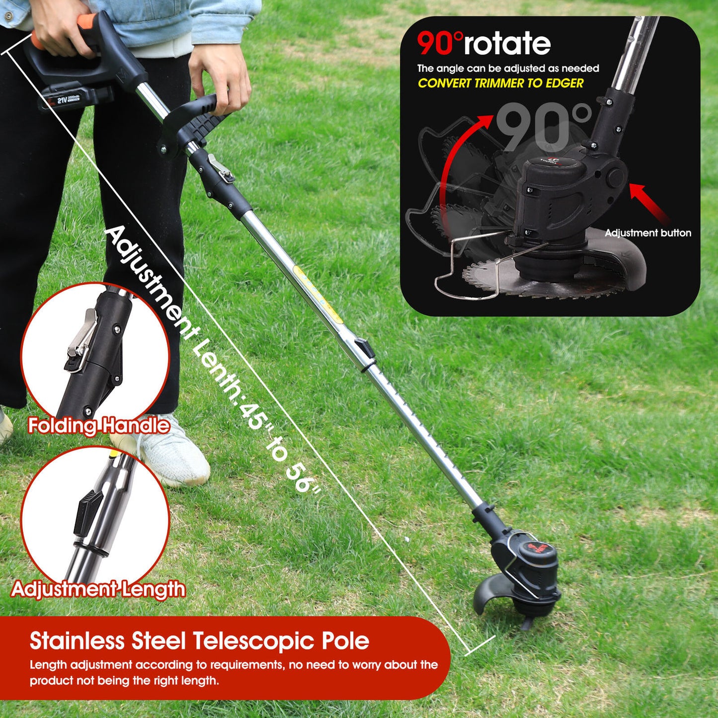 Cordless Electric Grass Trimmer & Brush Cutter – Lightweight Lawn Whipper Snipper